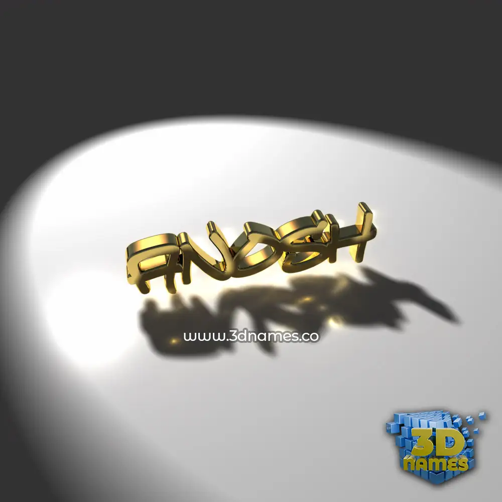 anosh in Gold Shine style - 3D name wallpaper