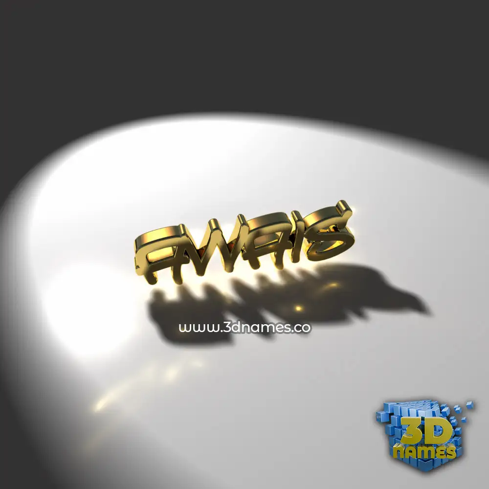 awais in Gold Shine style - 3D name wallpaper