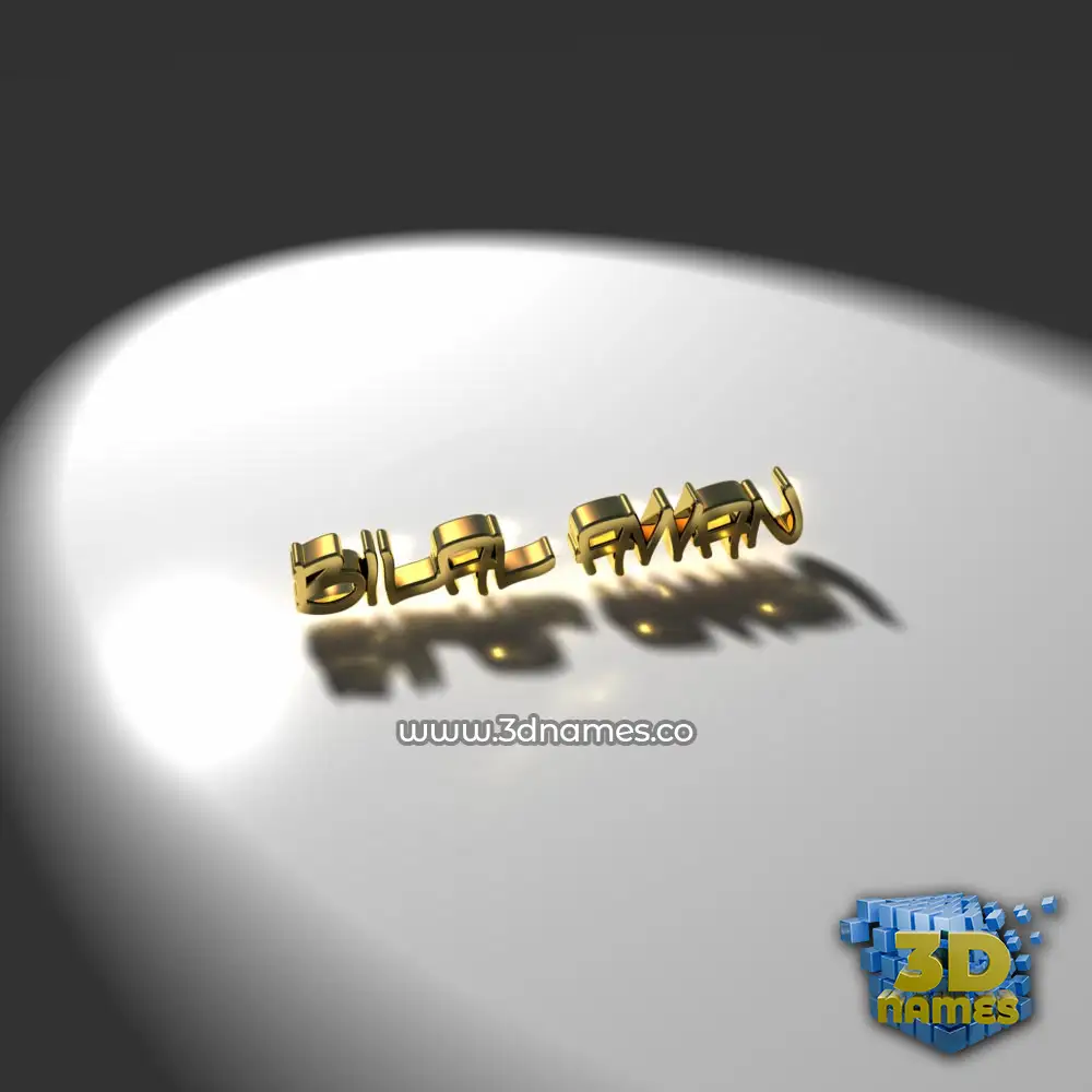 bilal awan in Gold Shine style - 3D name wallpaper