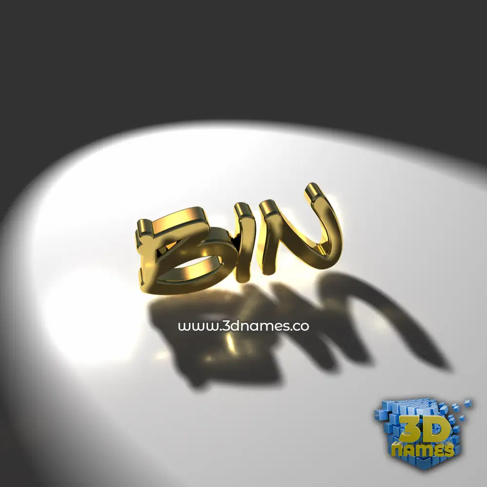 bin in Gold Shine style - 3D name wallpaper