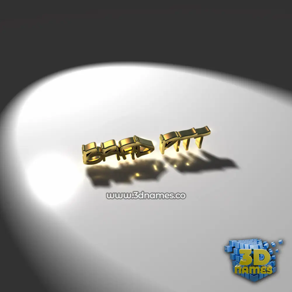 brad pitt in Gold Shine style - 3D name wallpaper