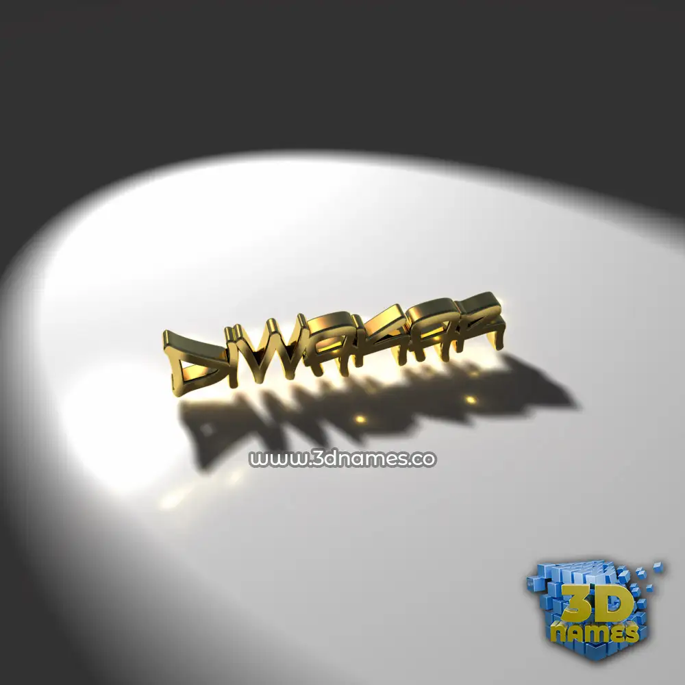 diwakar in Gold Shine style - 3D name wallpaper