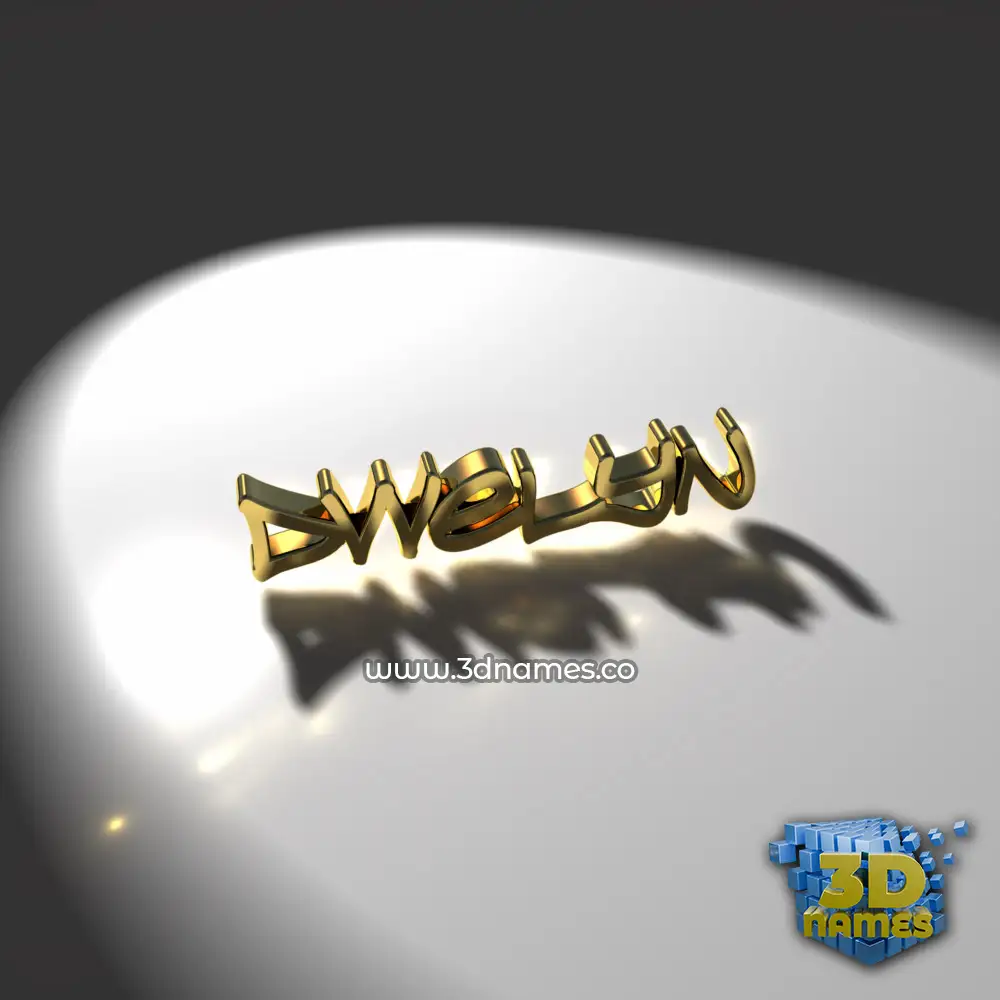 dwelyn in Gold Shine style - 3D name wallpaper