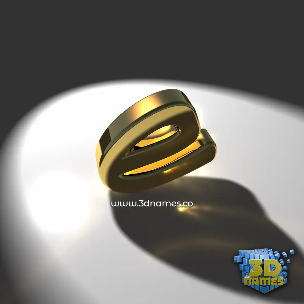 e in Gold Shine style - 3D name wallpaper