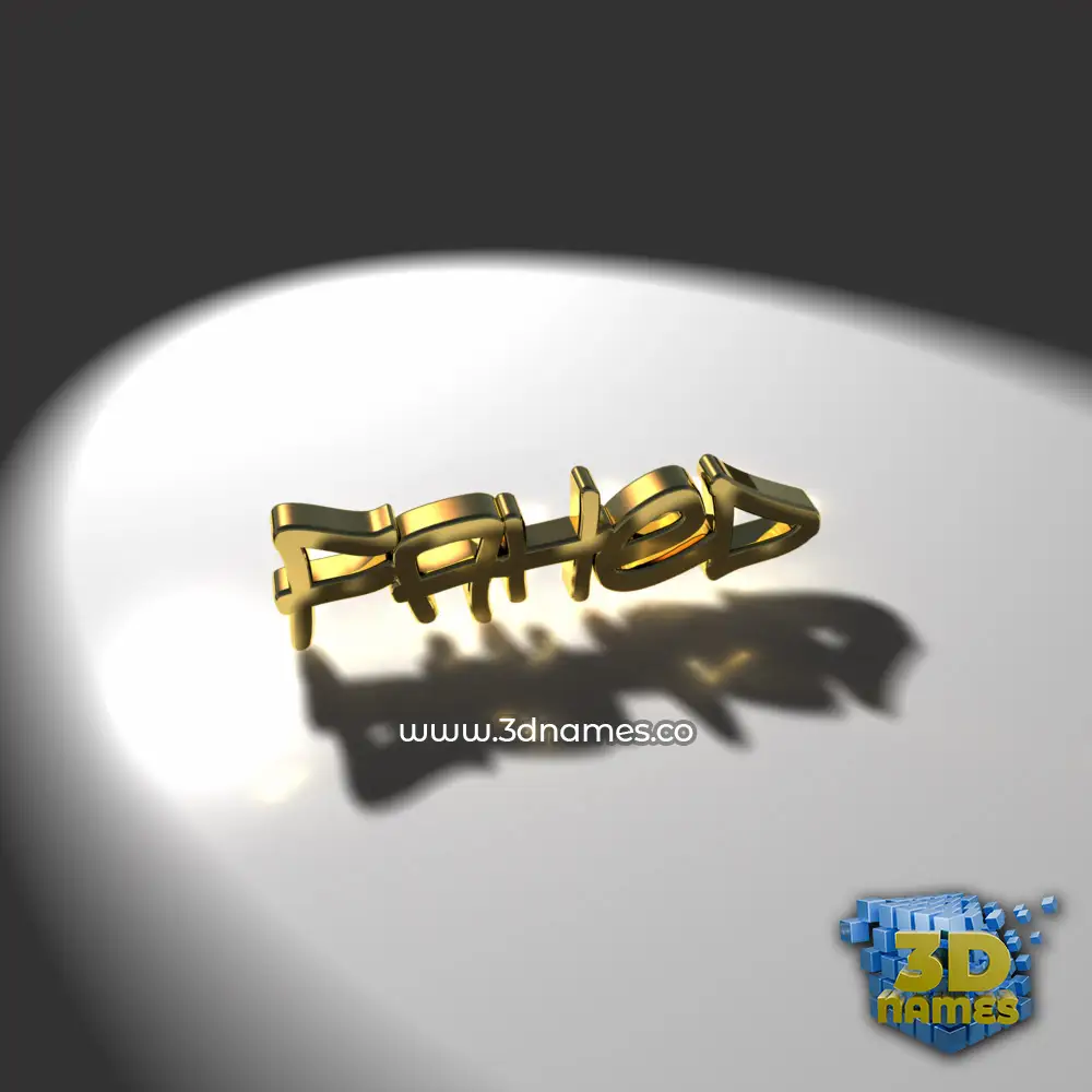 fahed in Gold Shine style - 3D name wallpaper