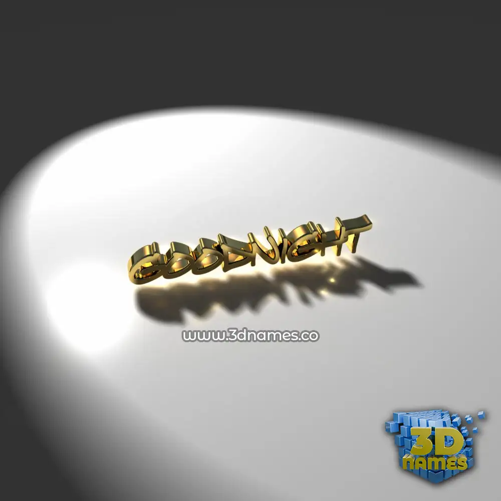 goodnight in Gold Shine style - 3D name wallpaper
