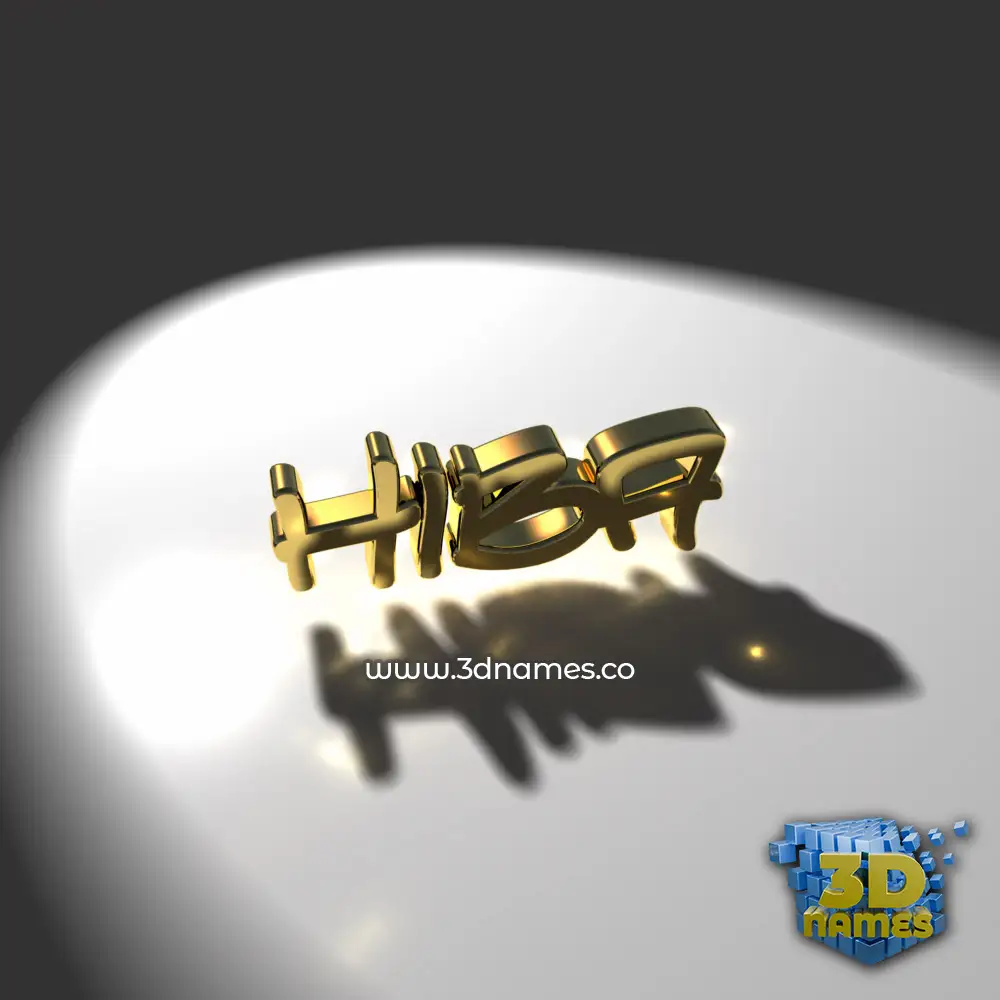 hiba in Gold Shine style - 3D name wallpaper