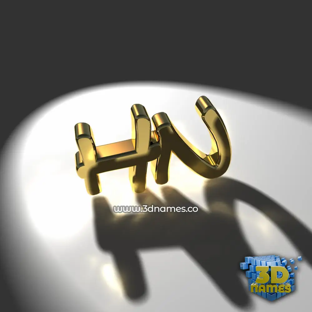 hn in Gold Shine style - 3D name wallpaper