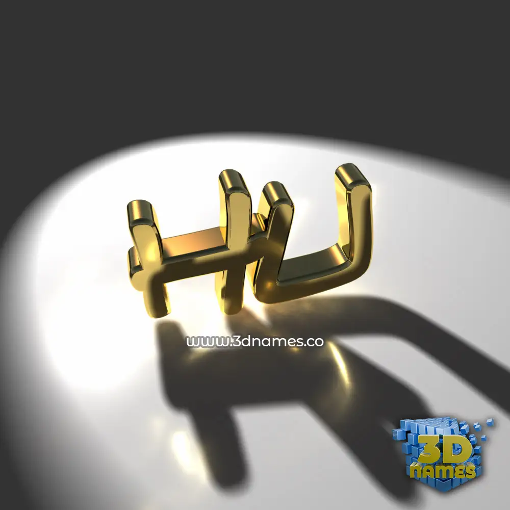 hu in Gold Shine style - 3D name wallpaper