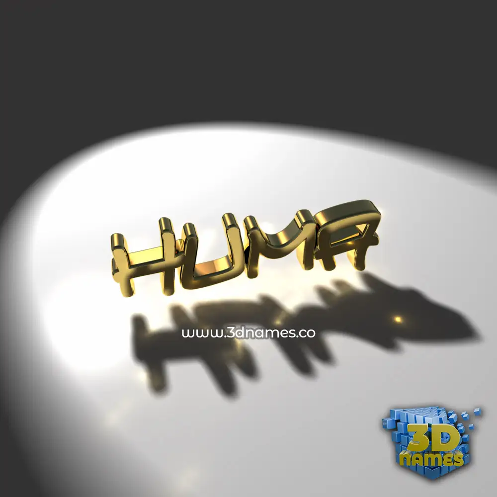 huma in Gold Shine style - 3D name wallpaper