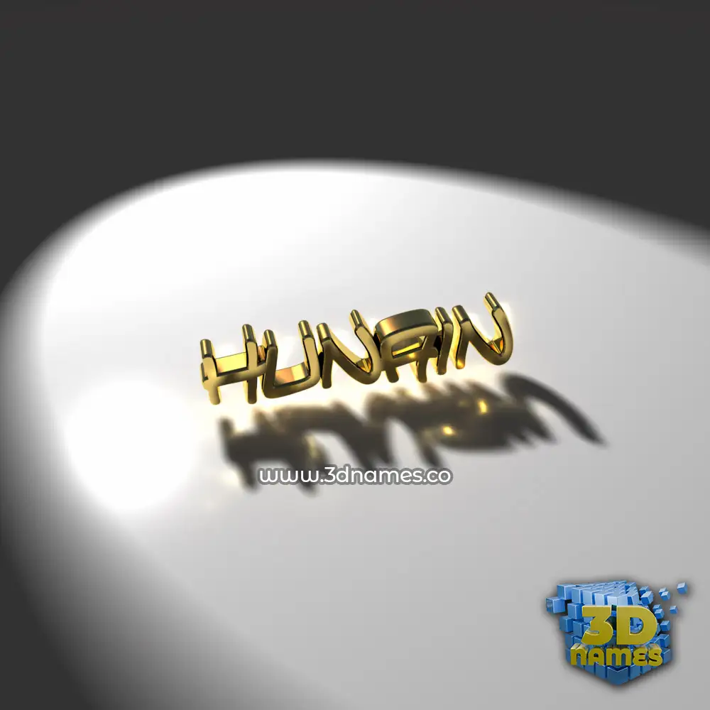 hunain in Gold Shine style - 3D name wallpaper