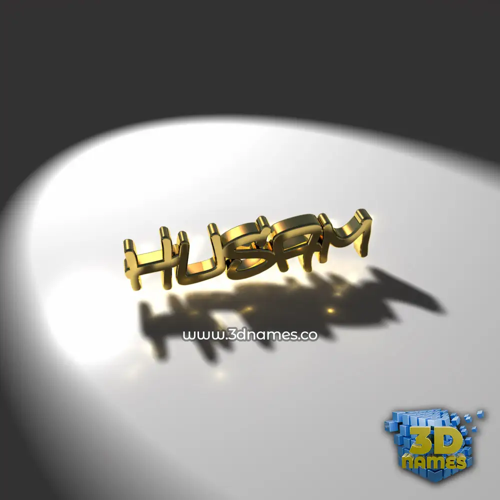 husam in Gold Shine style - 3D name wallpaper