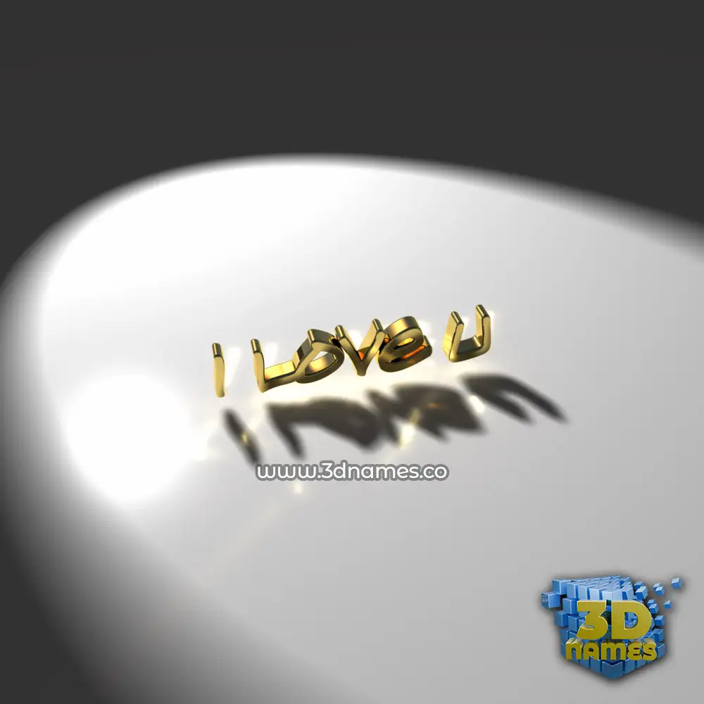 i love u in Gold Shine style - 3D name wallpaper