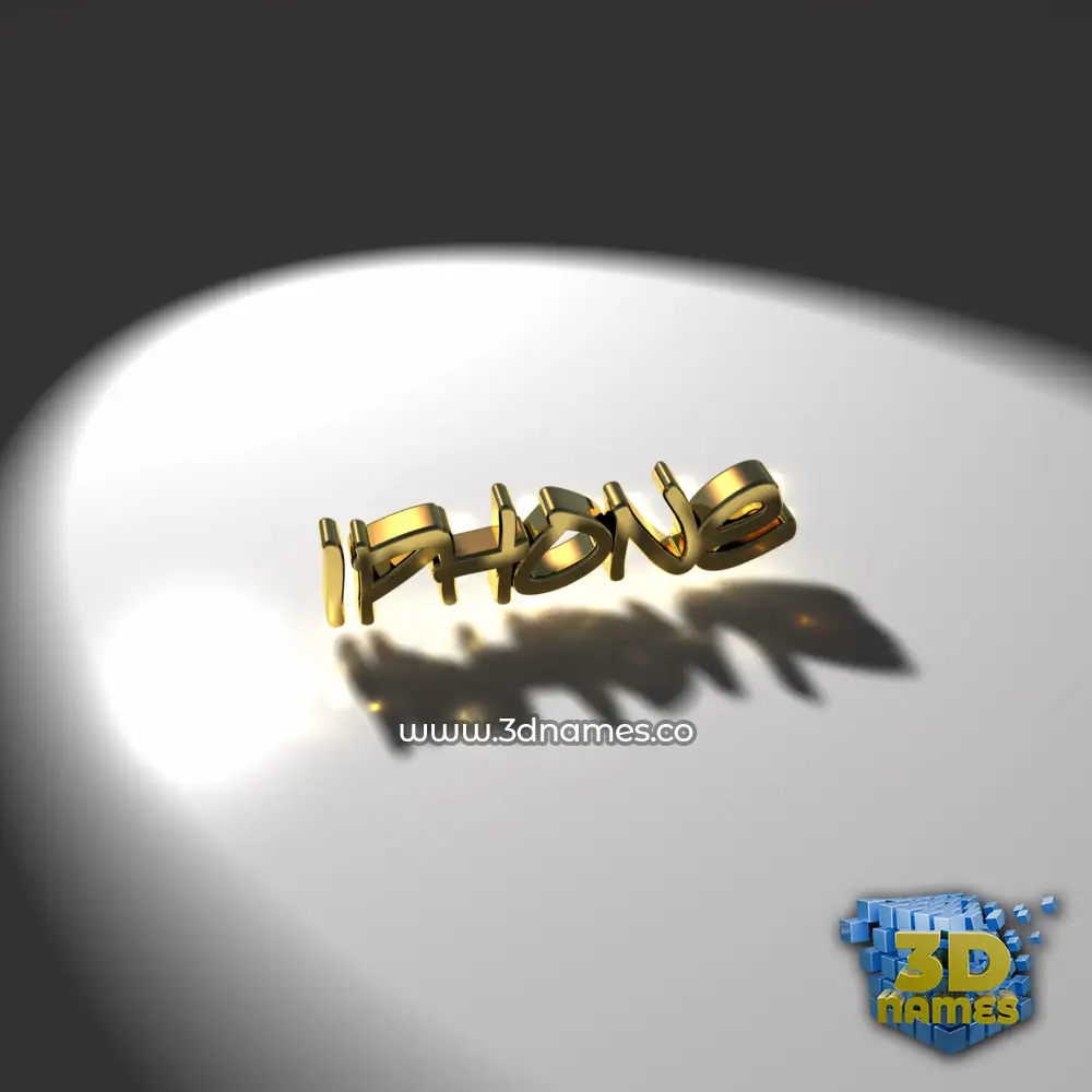 iphone in Gold Shine style - 3D name wallpaper