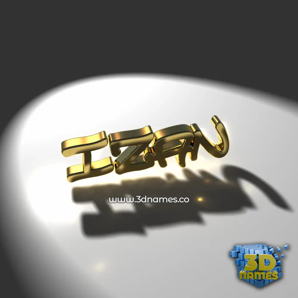 izan in Gold Shine style - 3D name wallpaper