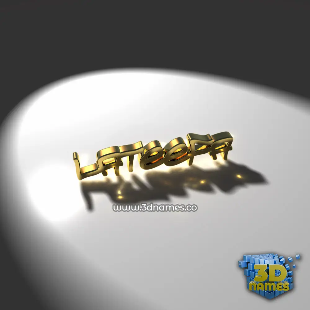 lateefa in Gold Shine style - 3D name wallpaper