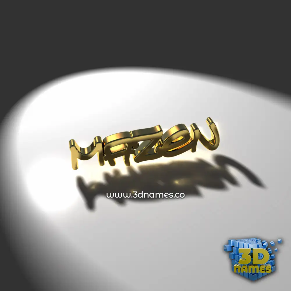mazen in Gold Shine style - 3D name wallpaper