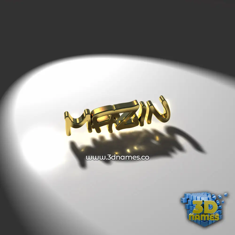 mazin in Gold Shine style - 3D name wallpaper