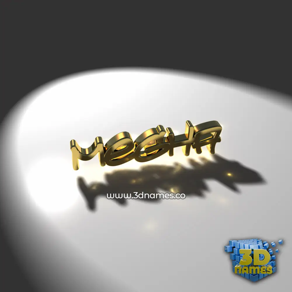 megha in Gold Shine style - 3D name wallpaper