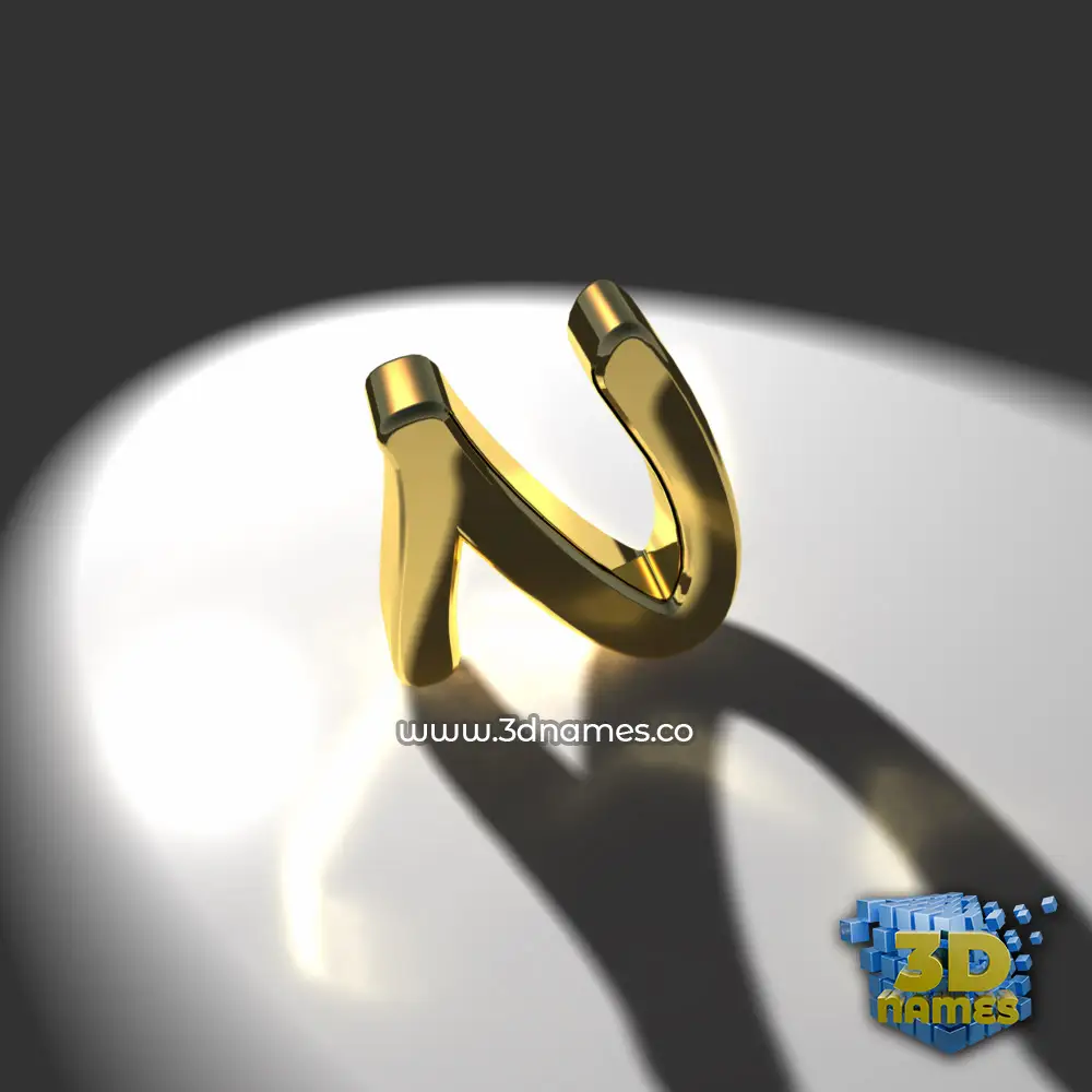 n in Gold Shine style - 3D name wallpaper