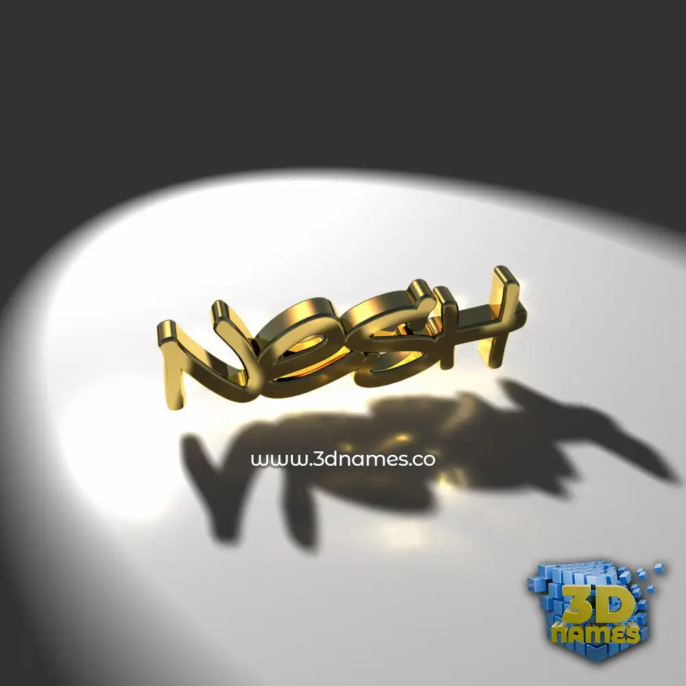 nesh in Gold Shine style - 3D name wallpaper