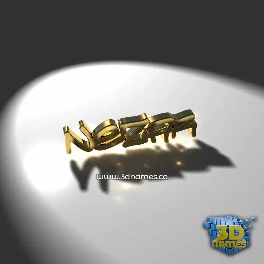 nezar in Gold Shine style - 3D name wallpaper