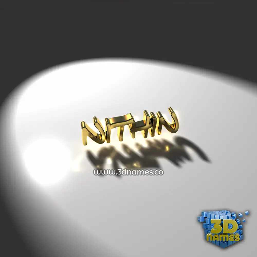 nithin in Gold Shine style - 3D name wallpaper