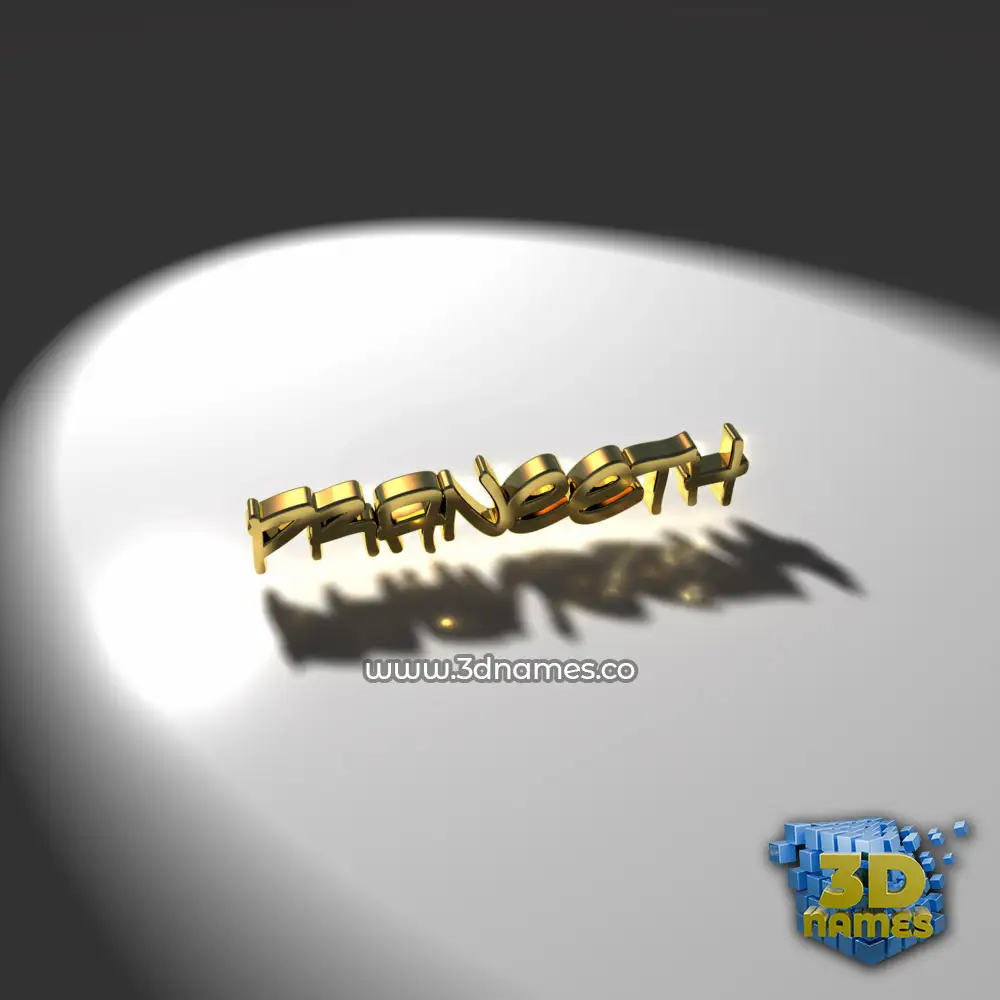 praneeth in Gold Shine style - 3D name wallpaper