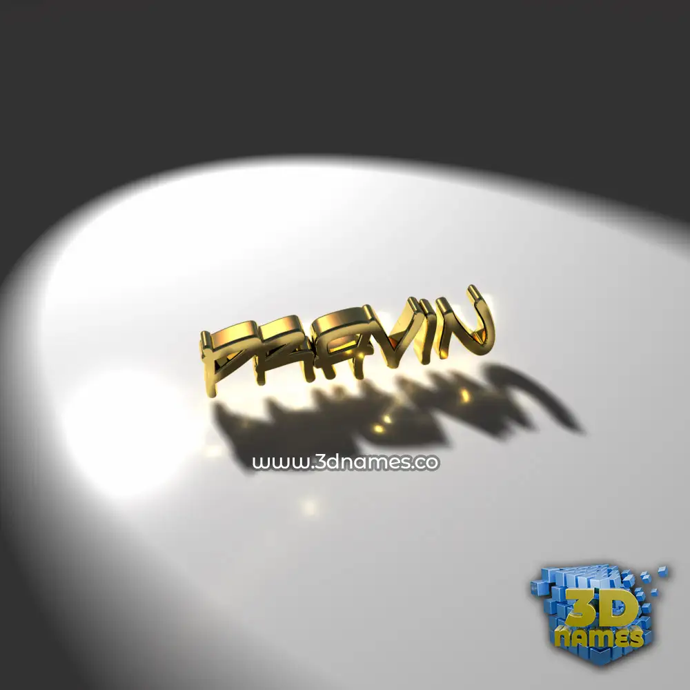 pravin in Gold Shine style - 3D name wallpaper