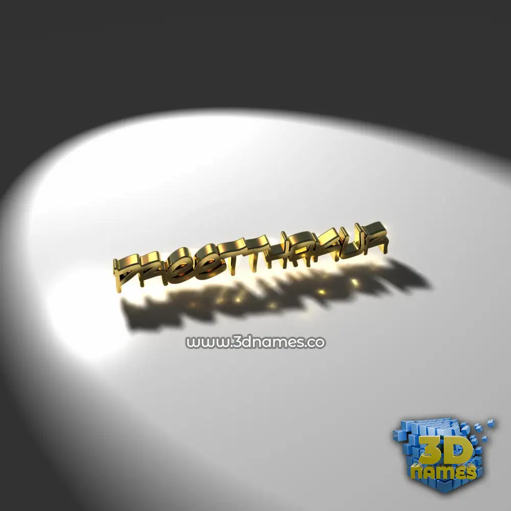 preetthakur in Gold Shine style - 3D name wallpaper