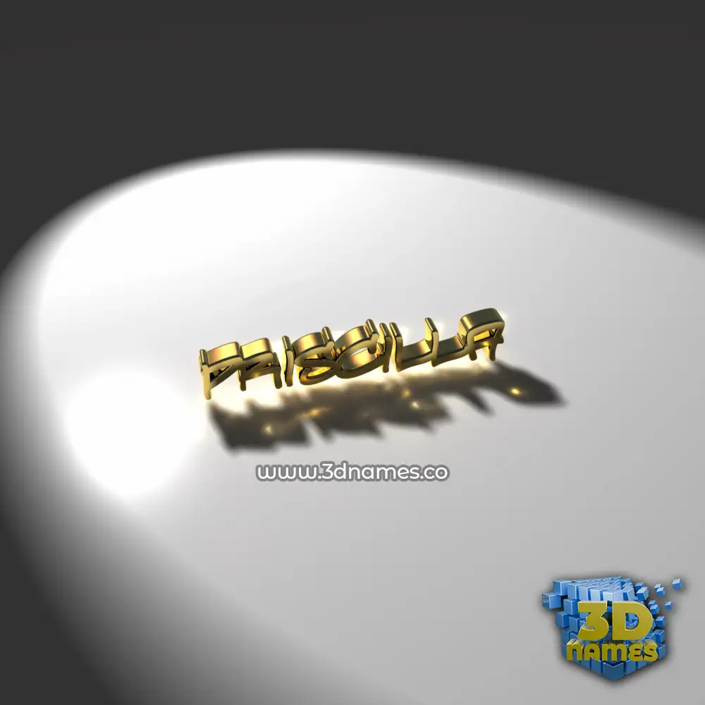 priscilla in Gold Shine style - 3D name wallpaper