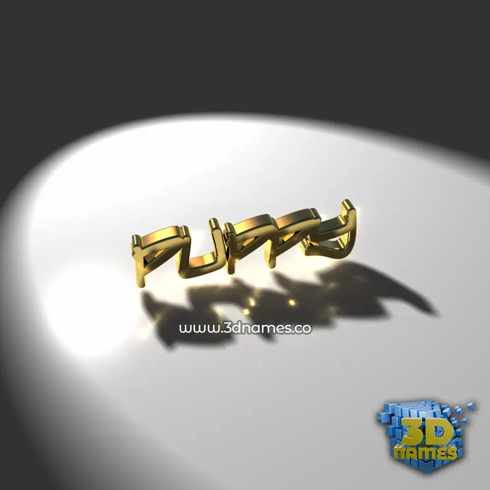 puppy in Gold Shine style - 3D name wallpaper