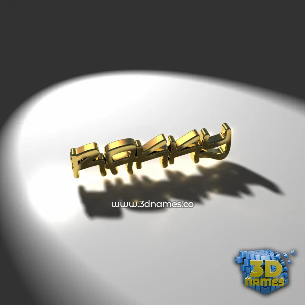 rakky in Gold Shine style - 3D name wallpaper