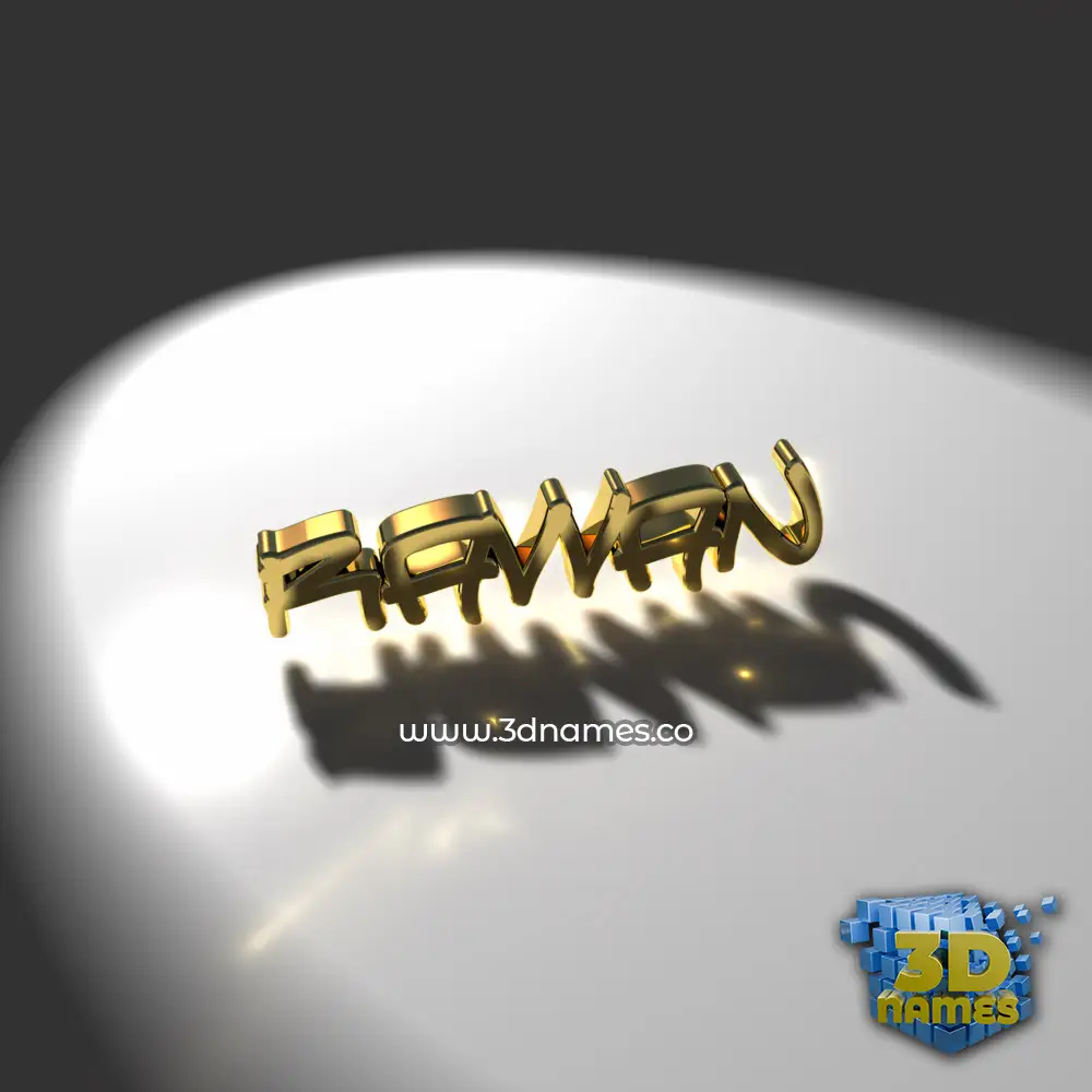 rawan in Gold Shine style - 3D name wallpaper