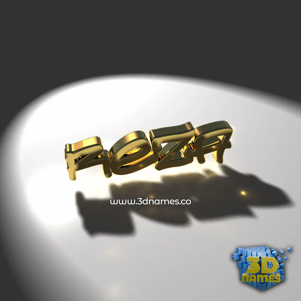 reza in Gold Shine style - 3D name wallpaper