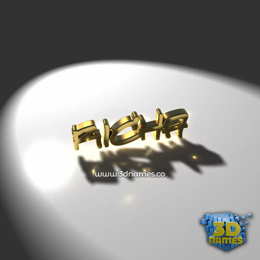 richa in Gold Shine style - 3D name wallpaper