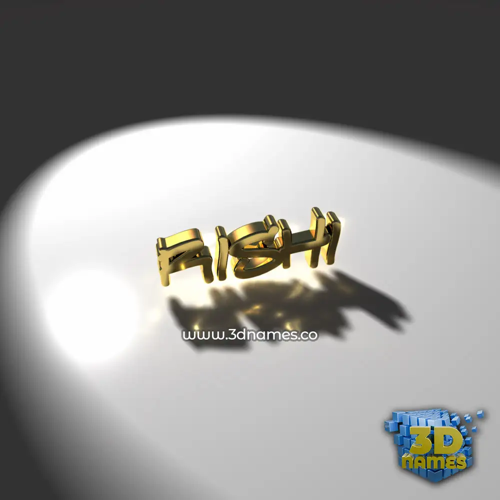 rishi in Gold Shine style - 3D name wallpaper