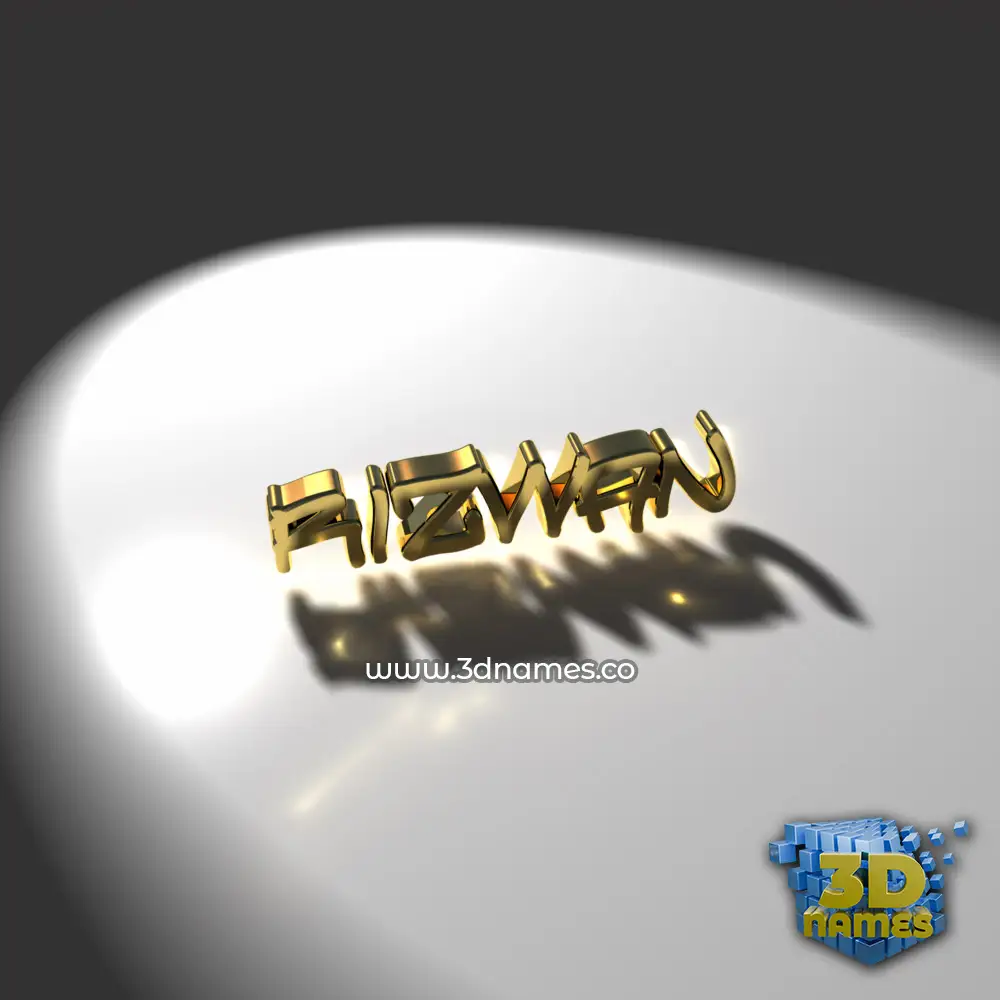 rizwan in Gold Shine style - 3D name wallpaper