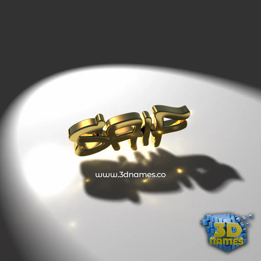 saif in Gold Shine style - 3D name wallpaper