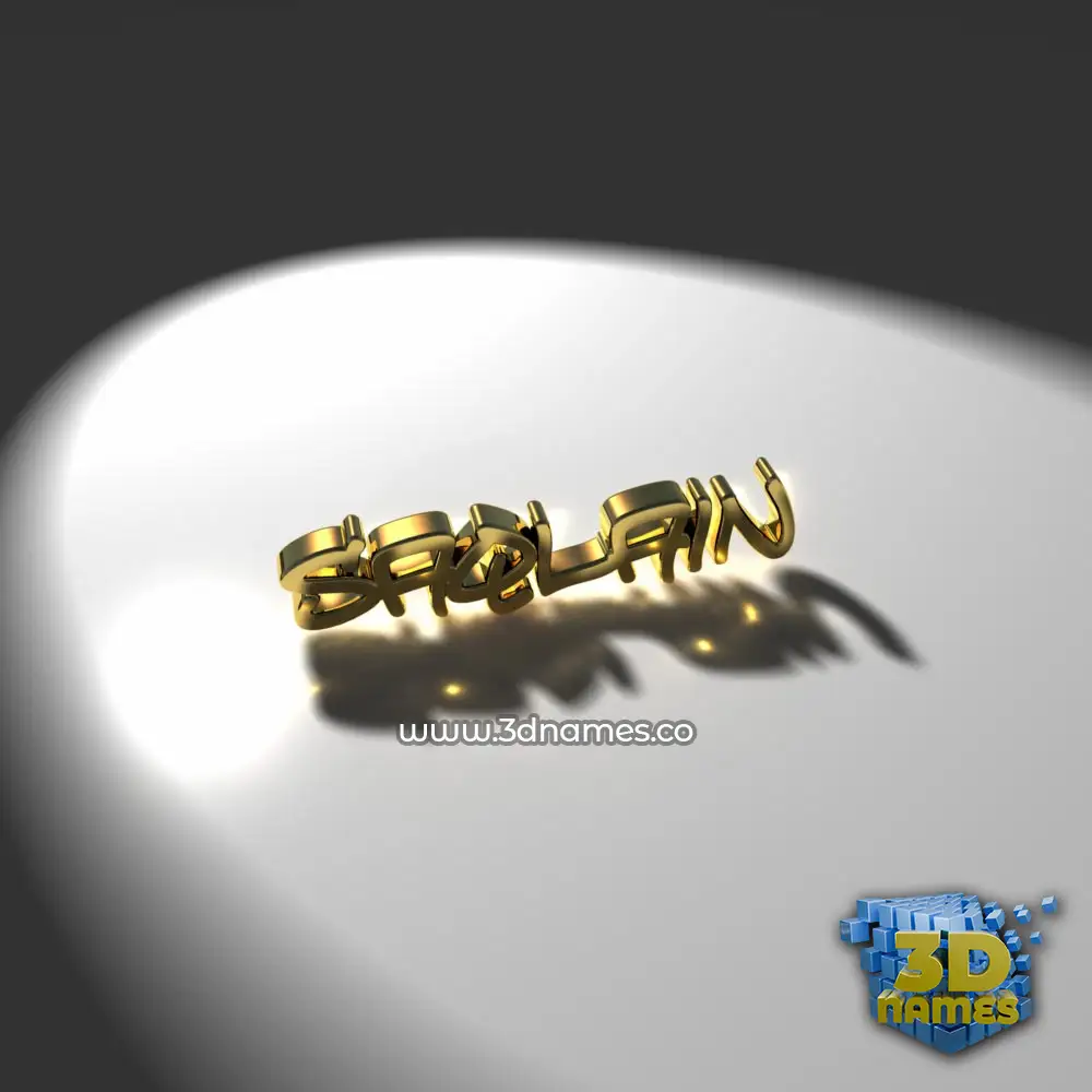 saqlain in Gold Shine style - 3D name wallpaper