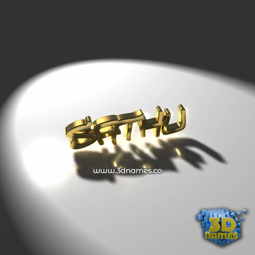 sathu in Gold Shine style - 3D name wallpaper