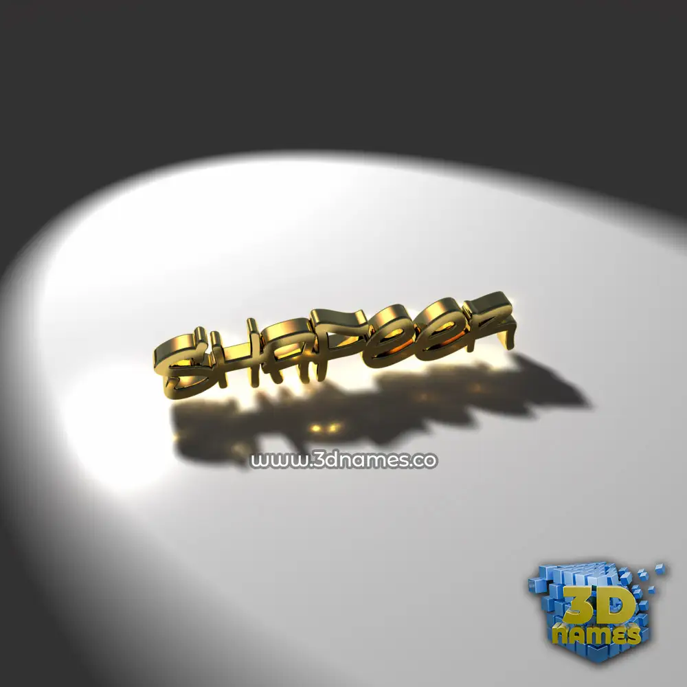 shafeer in Gold Shine style - 3D name wallpaper