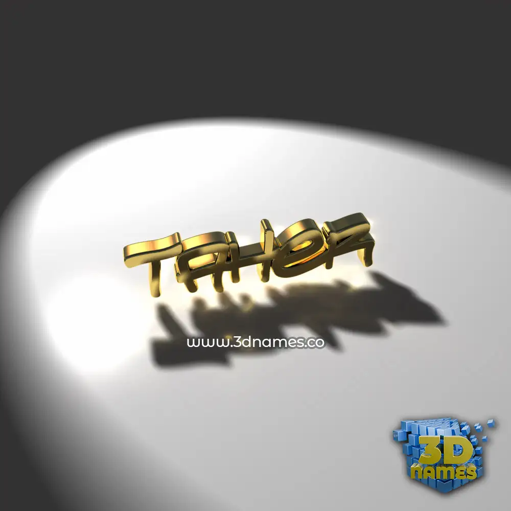 taher in Gold Shine style - 3D name wallpaper