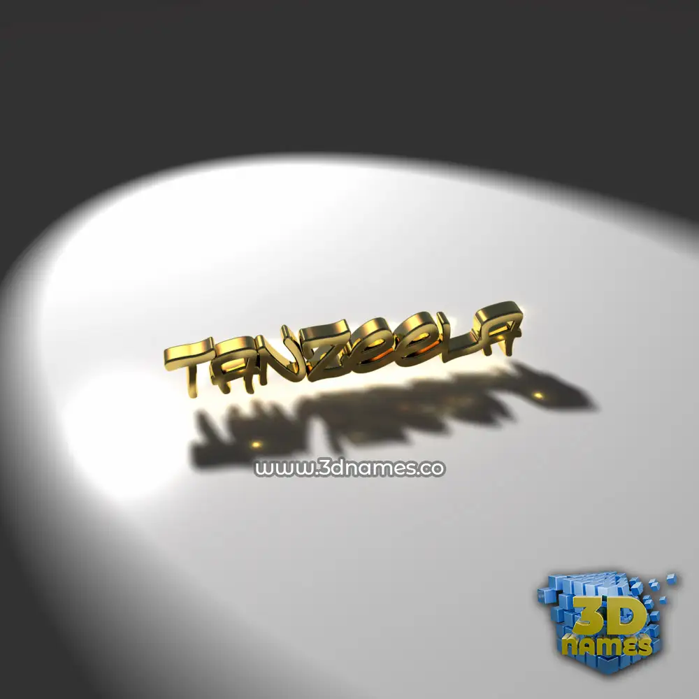 tanzeela in Gold Shine style - 3D name wallpaper