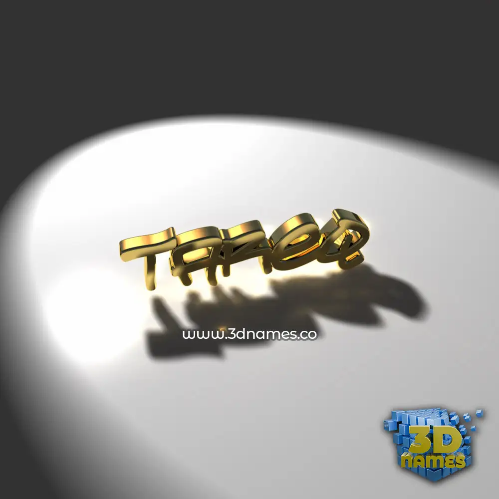 tareq in Gold Shine style - 3D name wallpaper