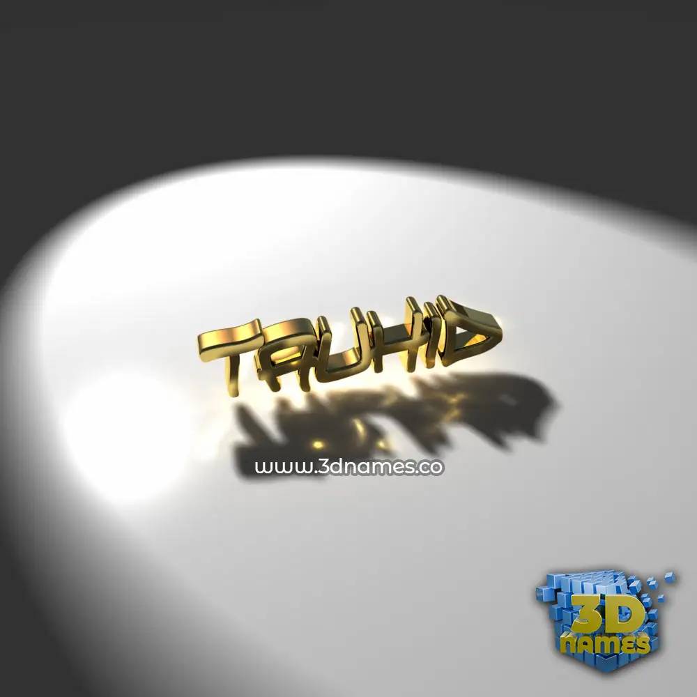 tauhid in Gold Shine style - 3D name wallpaper
