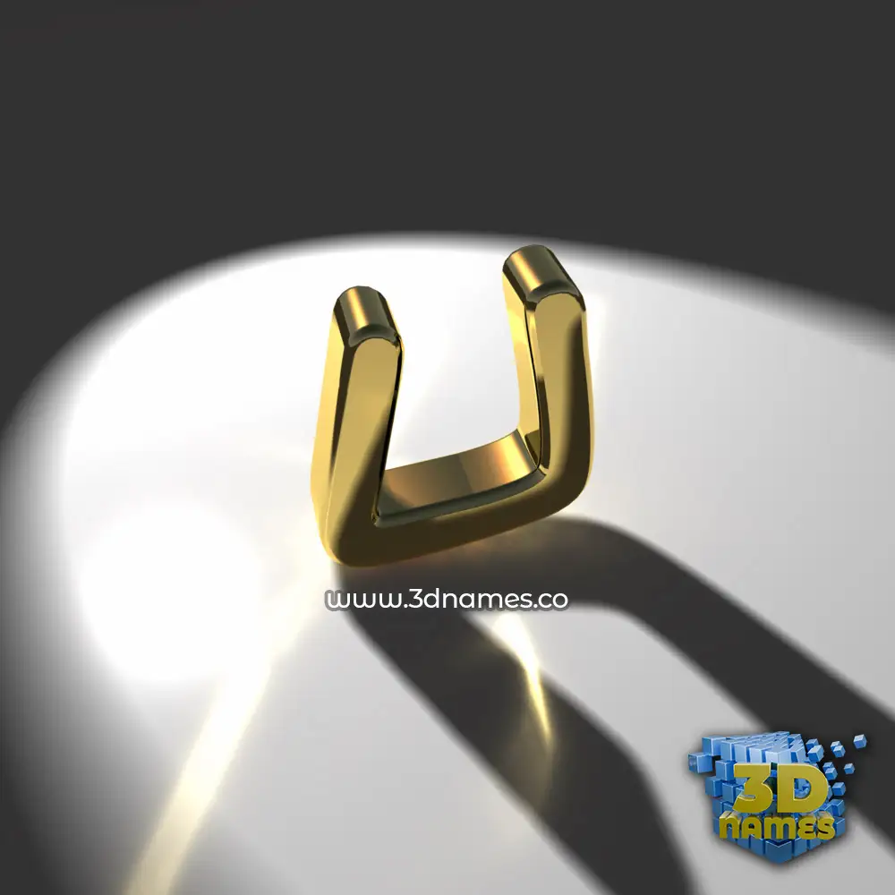 u in Gold Shine style - 3D name wallpaper