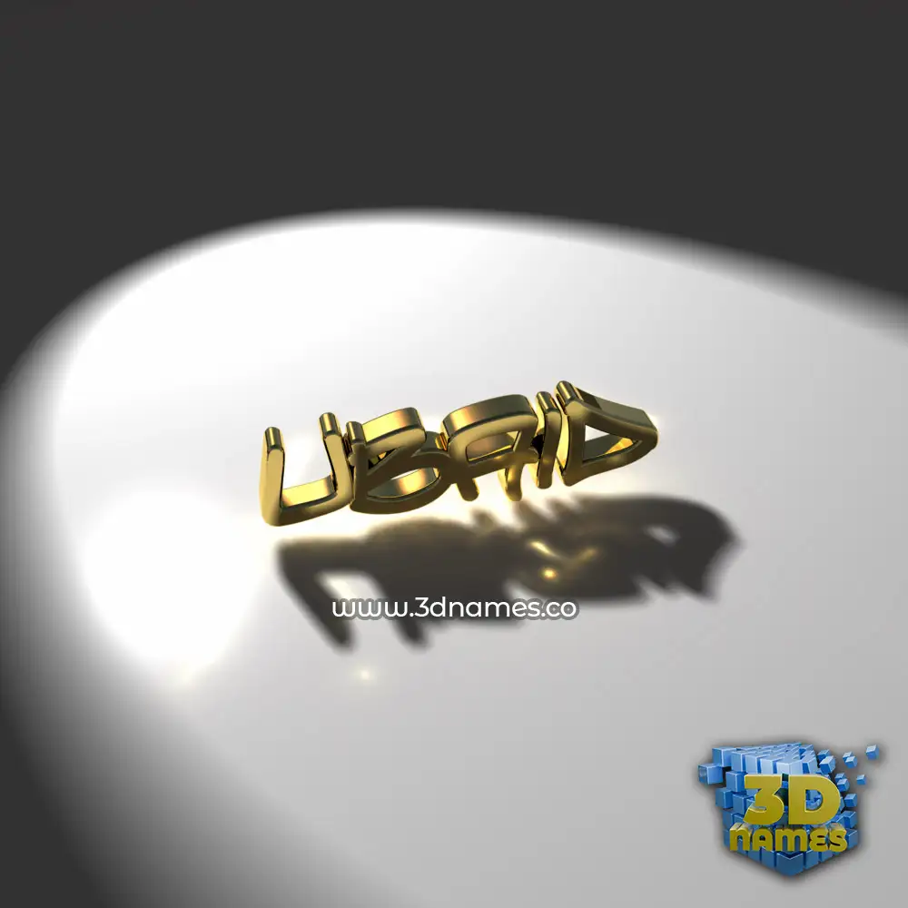 ubaid in Gold Shine style - 3D name wallpaper