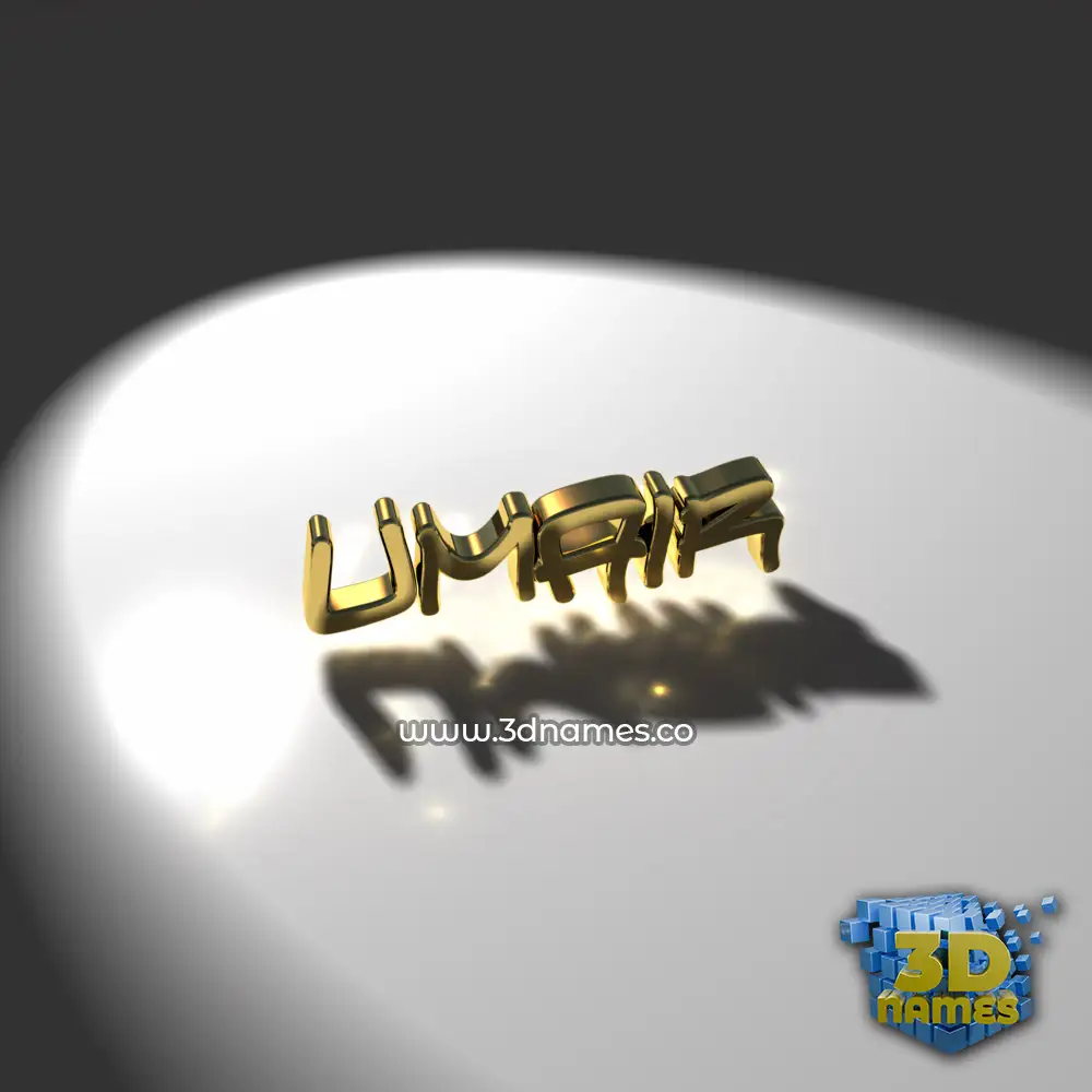 umair in Gold Shine style - 3D name wallpaper