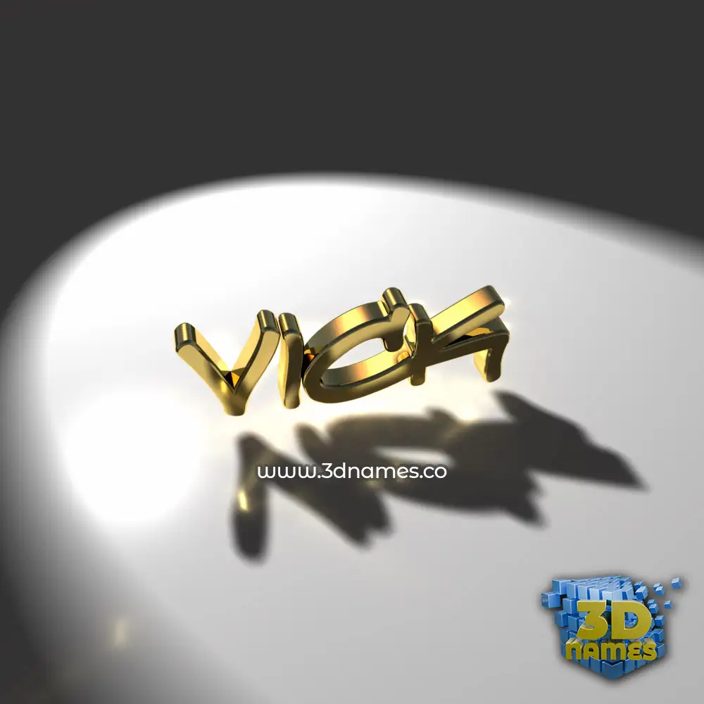 vick in Gold Shine style - 3D name wallpaper